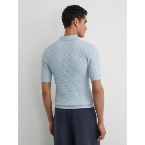 REISS Era Textured-Knit Half-Button Polo Shirt